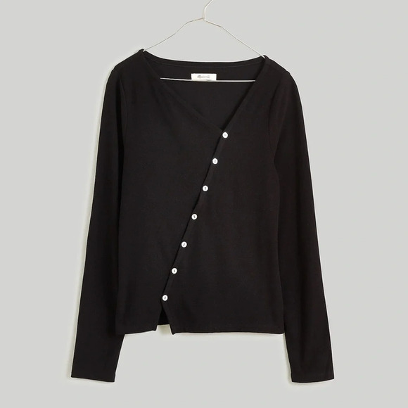 Madewell Asymmetrical Button-Front Black Cardigan Sweater Size XS - Picture 6 of 6